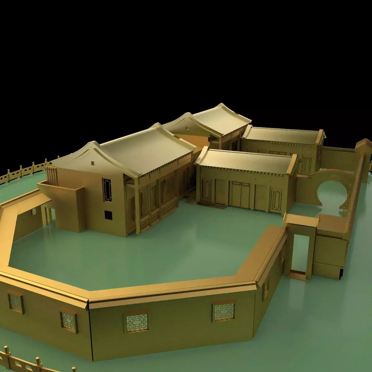 Chinese courtyard house 3D model 2