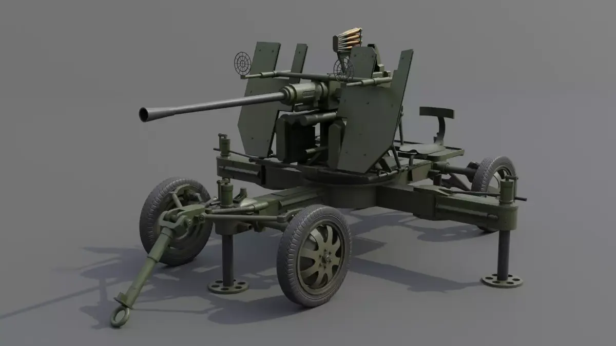 Bofors 40 mm Automatic Gun L-60 Low-poly 3D model