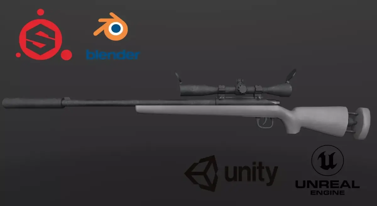  Sniper M24  RIfle Low-poly 3D model