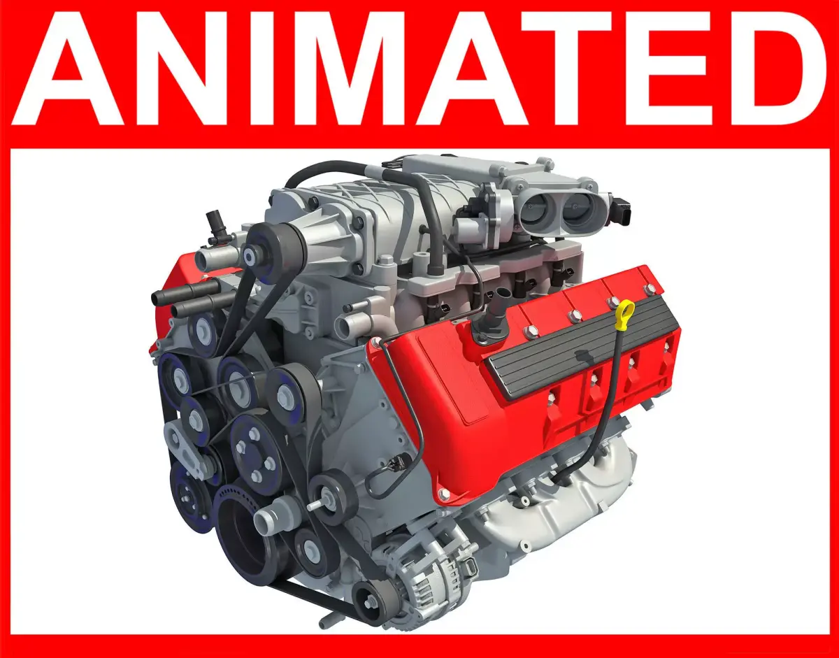 Animated V8 Engine 3D model purchase