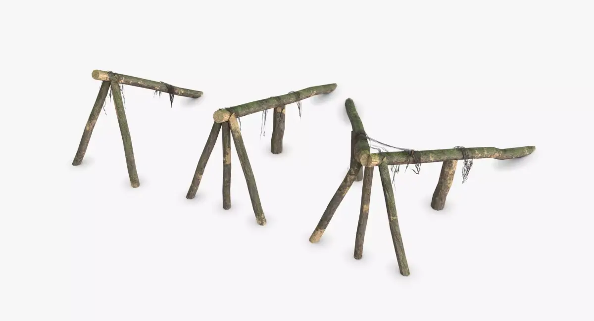 Log Ramps Obstacles WWII Low-poly 3D model