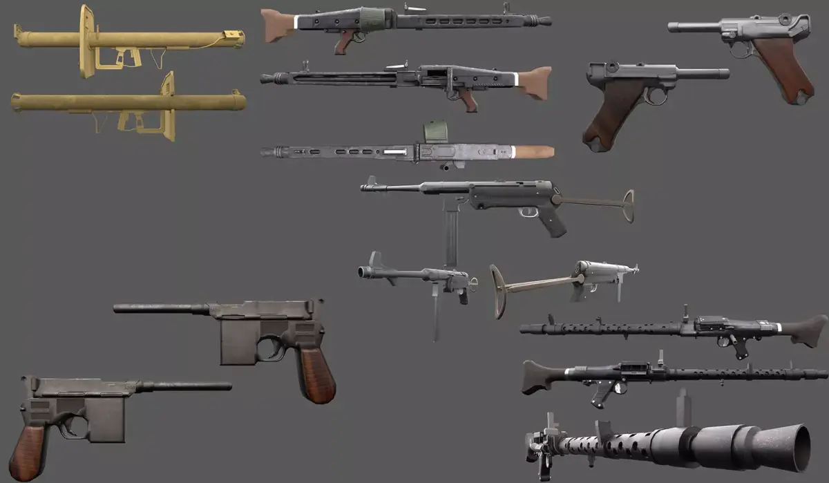 German World War 2 Weapon Pack Low-poly 3D model