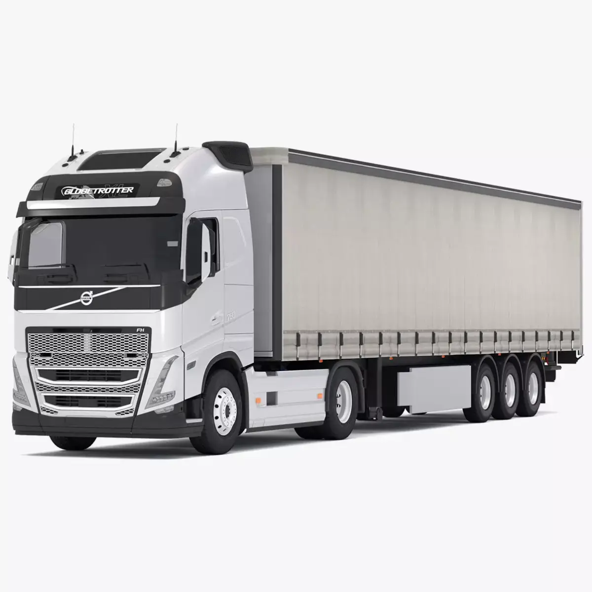 Volvo fh16 with Industrial Trailer 3D model