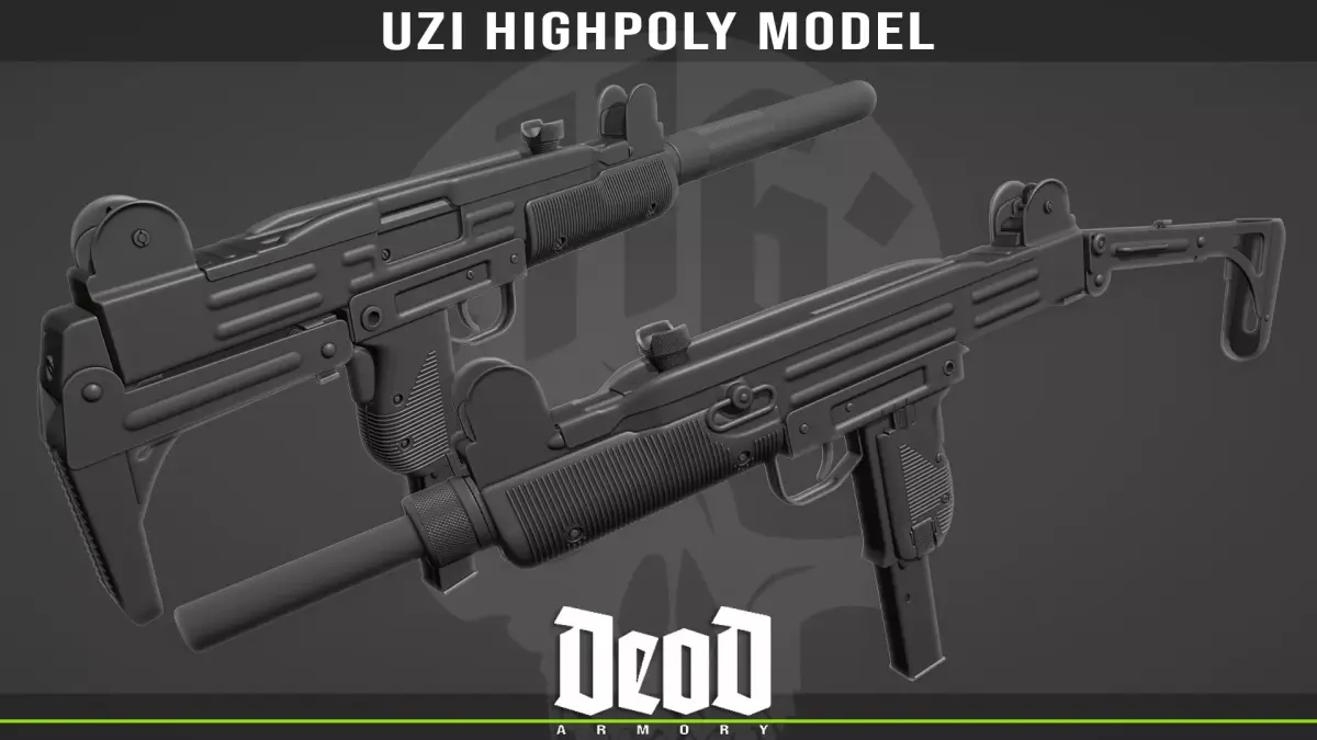 UZI Highpoly model gun 3D model