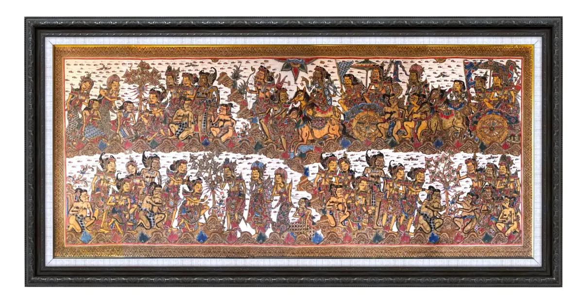 Balinese picture green frame great battle scene Low-poly 3D model