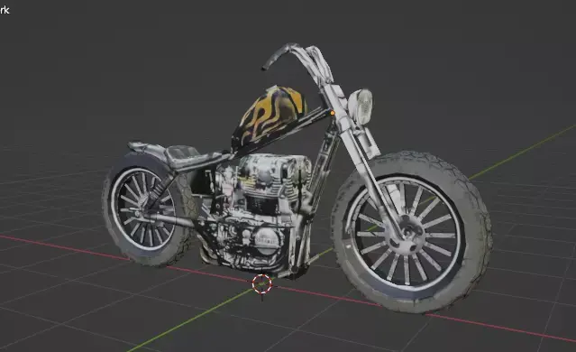 PSX Style Low-Poly Motorbike 3D model