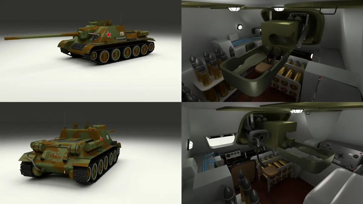 SU 100 with Interior Camo 3D model