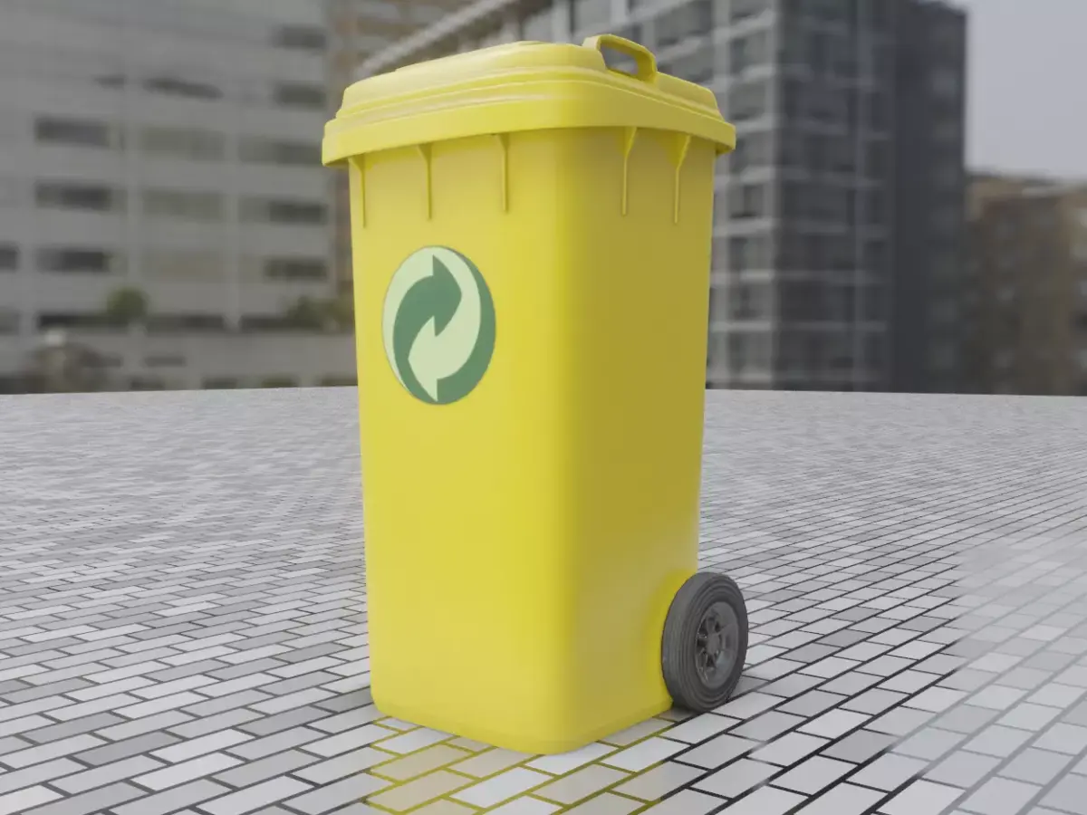 Yellow Bin 120L Low-Poly-Version Rigged Low-poly 3D model