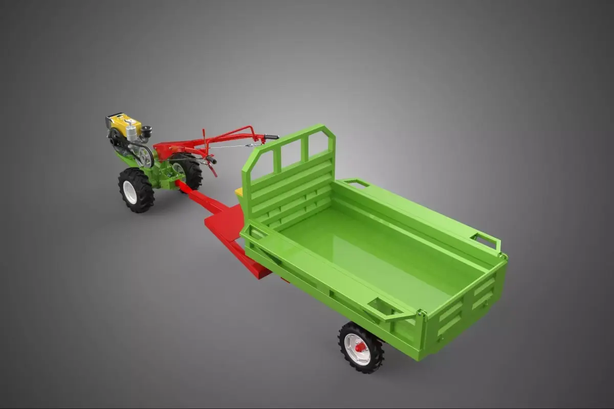 IMPLEMENT HAULAGE TRAILER FARM AGRICULTURAL VEHICLE TRACTOR CART 3D model