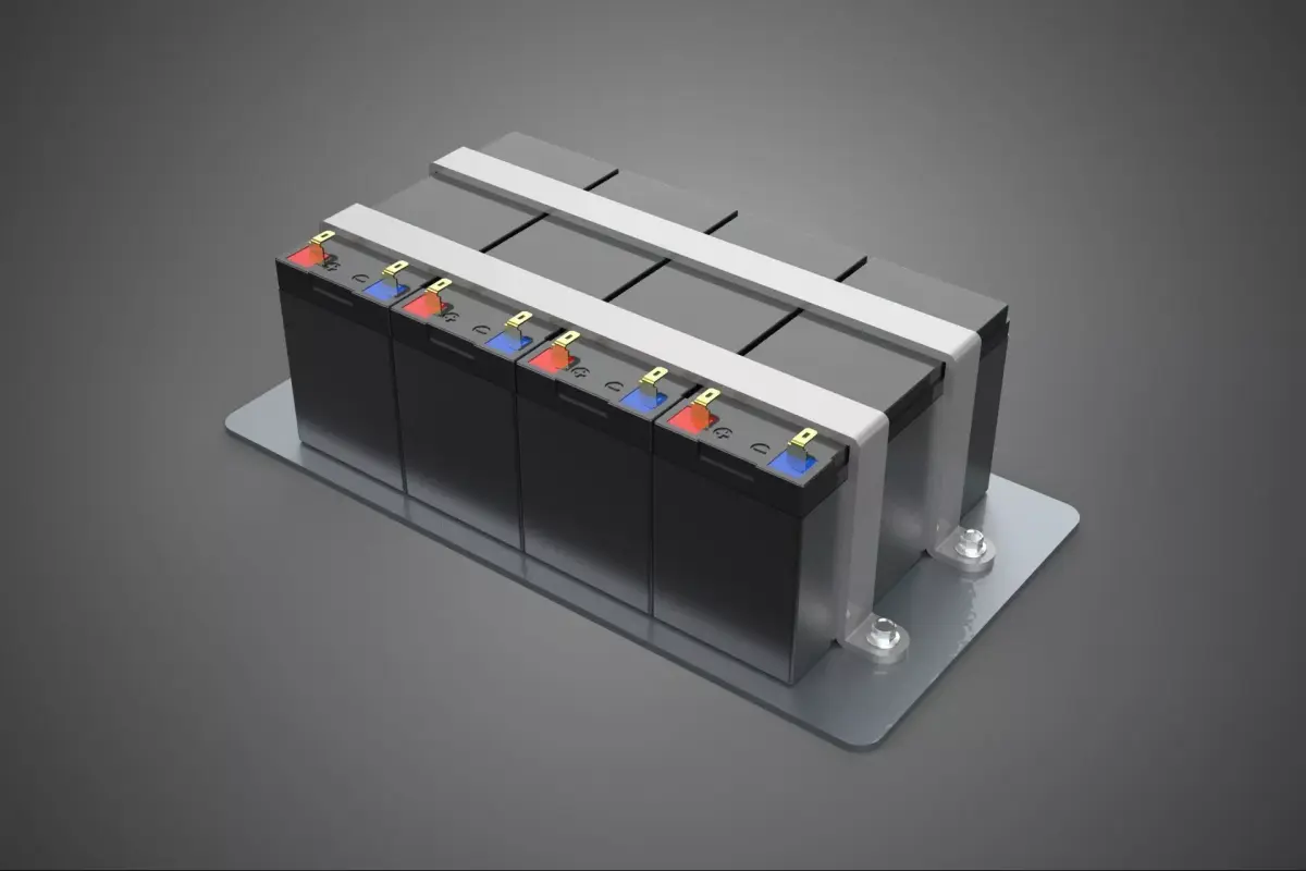 SET 4 MULTI BATTERY PACK GRID ARRAY TRAY SECURE BRACKET MOUNTING 3D model