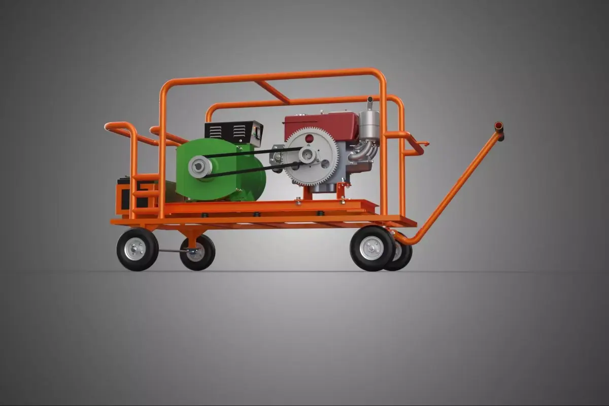 HANDLE WHEELED DOLLY TROLLEY DIESEL POWER GENERATOR SET GENSET 3D model