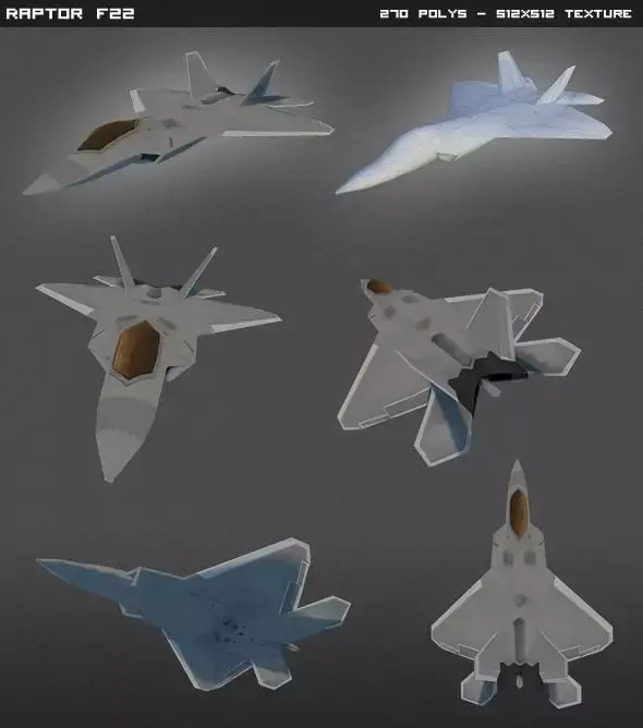 F22 Raptor lowpoly Low-poly 3D model