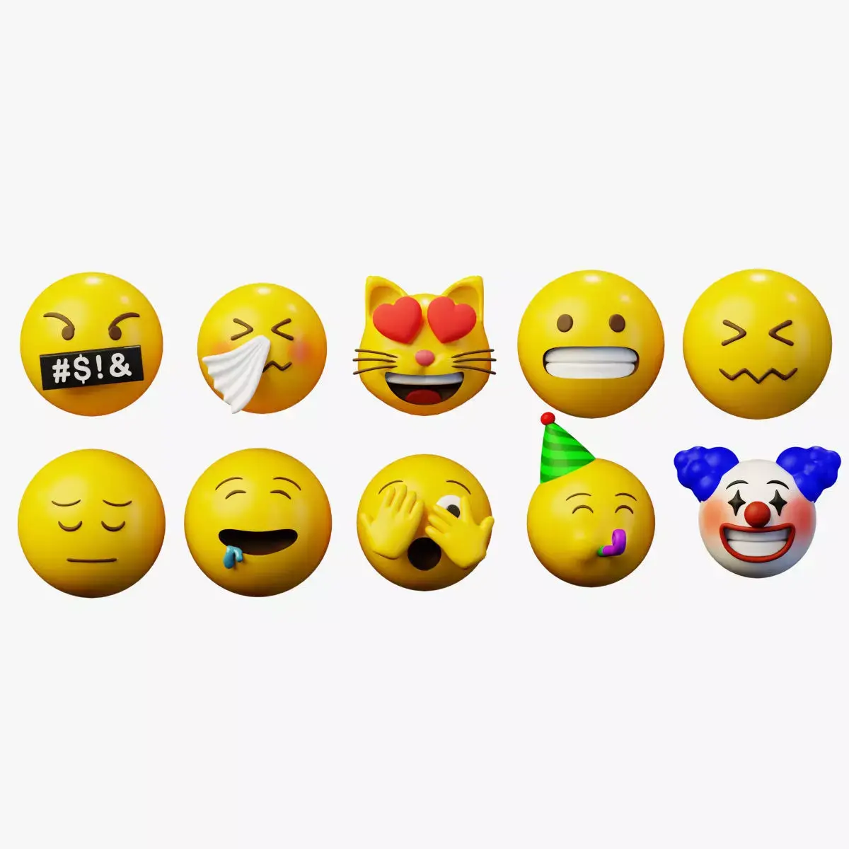 10 Emoticon Yellow Ball Pack Part 6 3D model