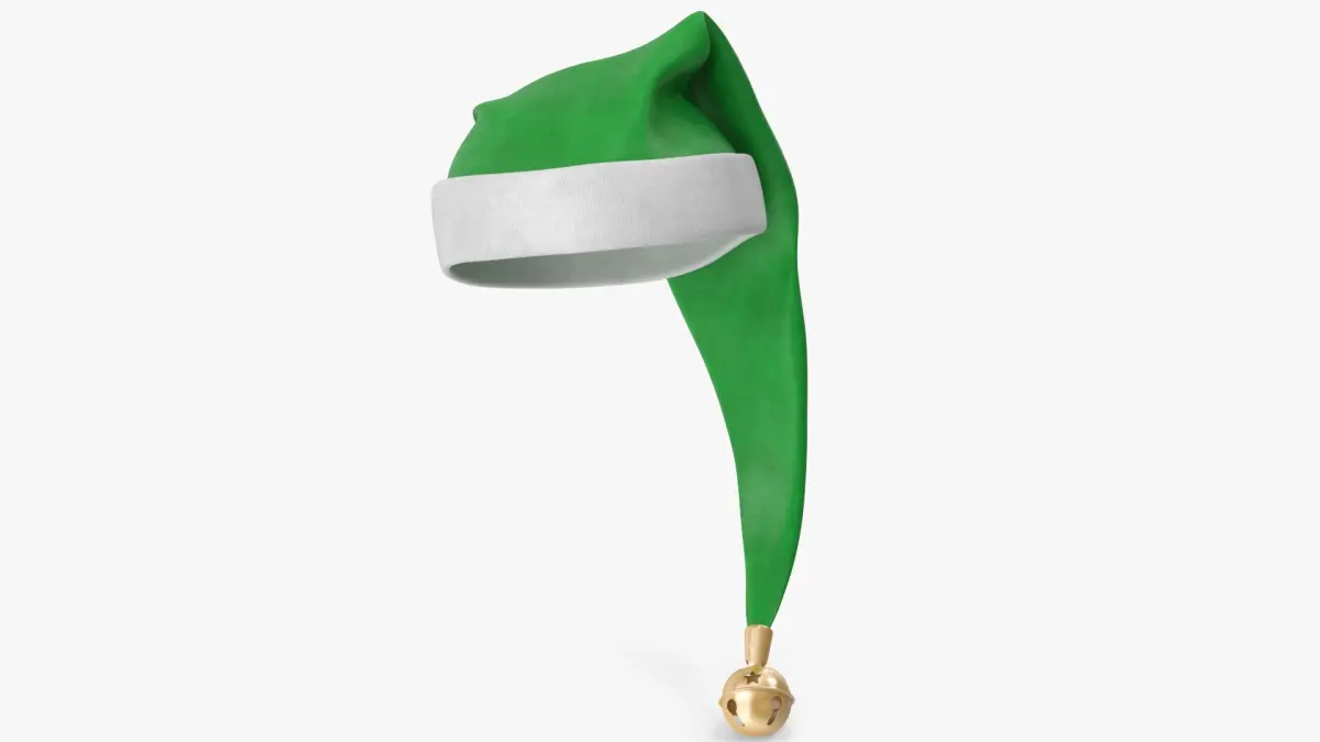 Christmas Hat Green with Bell v2 3D model