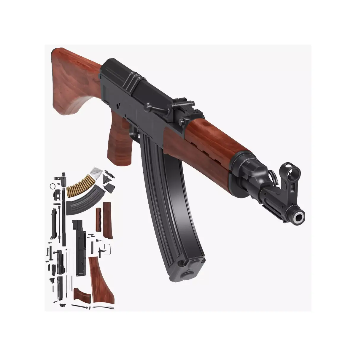 VZ-58 Assault Rifle with Inner Workings 3D model