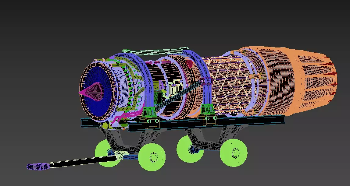f100pw229 f-16 C Engine in 72 scale with mechanic pulling trolly 3D print model