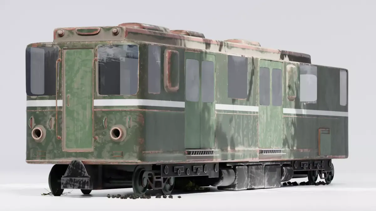 Realistic 3D Model of an Abandoned Train  Low-poly 3D model