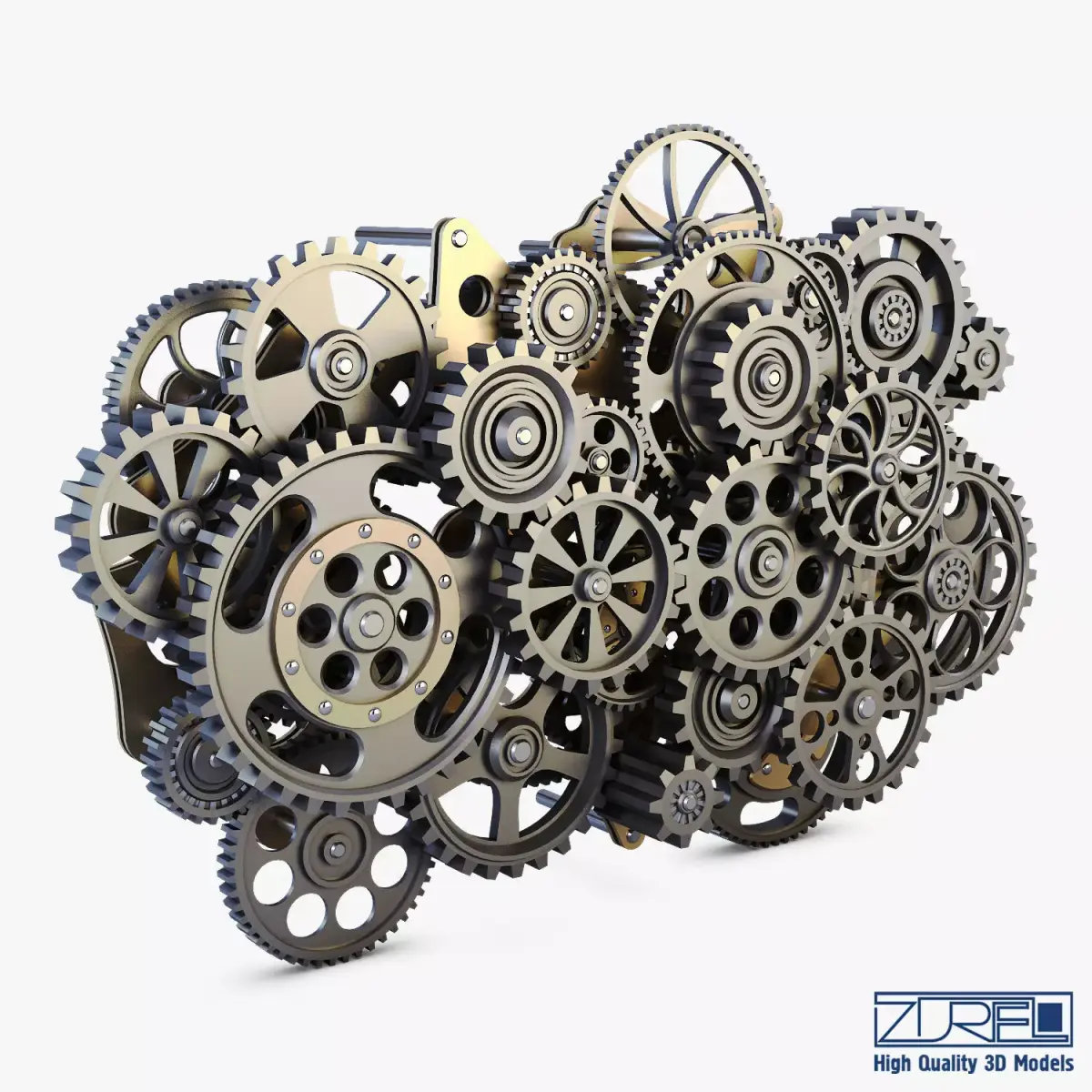 Gear Mechanism Low Poly v 1 Low-poly 3D model