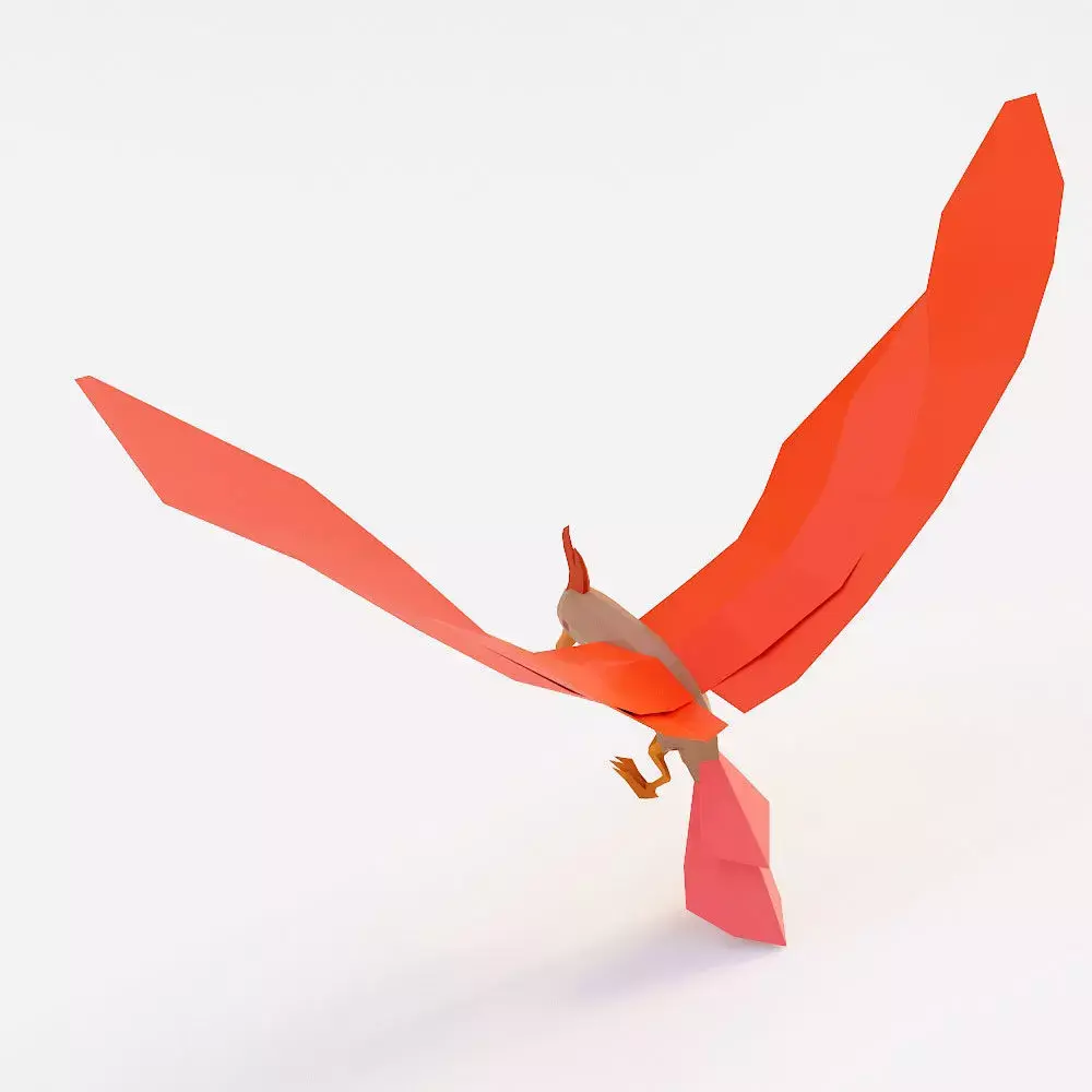 Bird 3d model origami flying in air Low-poly 3D model