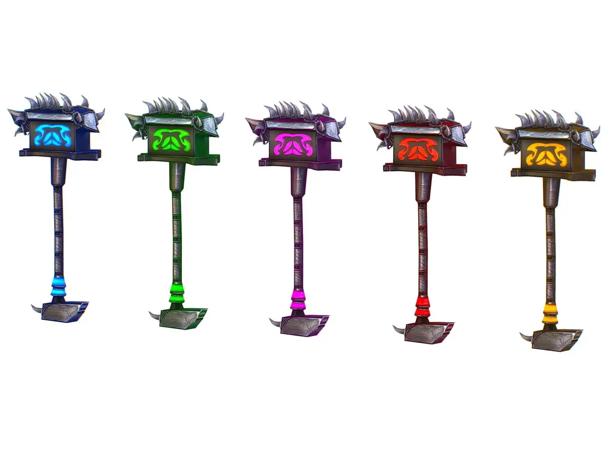 a set of cutting weapons Low-poly 3D model 2