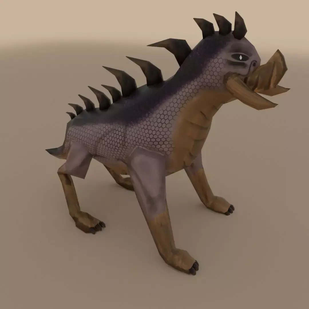 Creature dog with spikes Low-poly 3D model