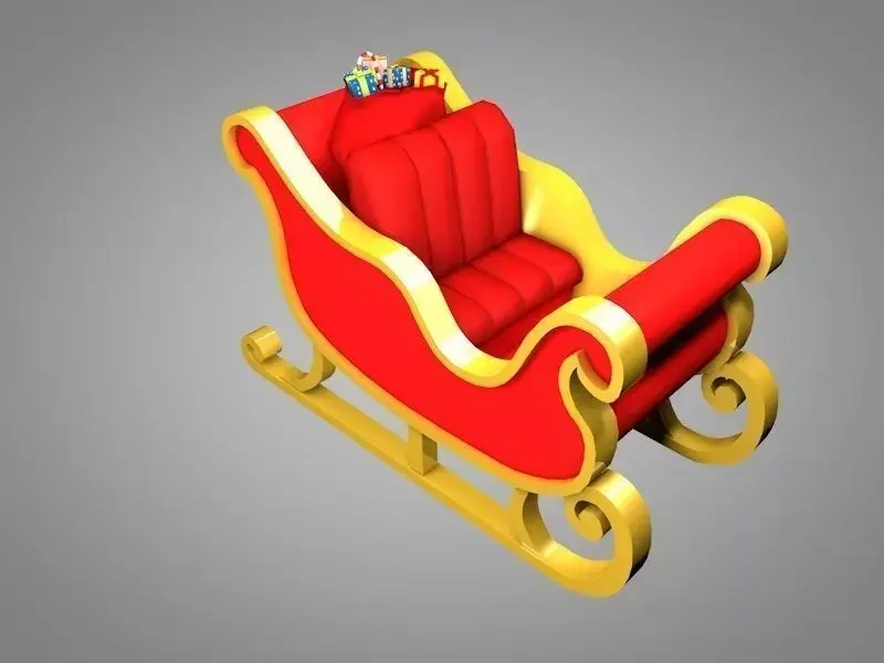 Santa sleigh Low-poly 3D model get
