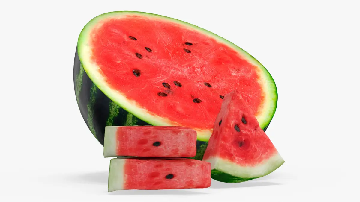 Fresh Food Watermelon Half with Cut Slices 3D model