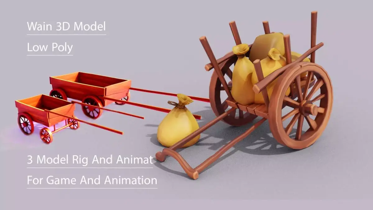 Wain 3D Model For Animation And Game Low-poly 3D model