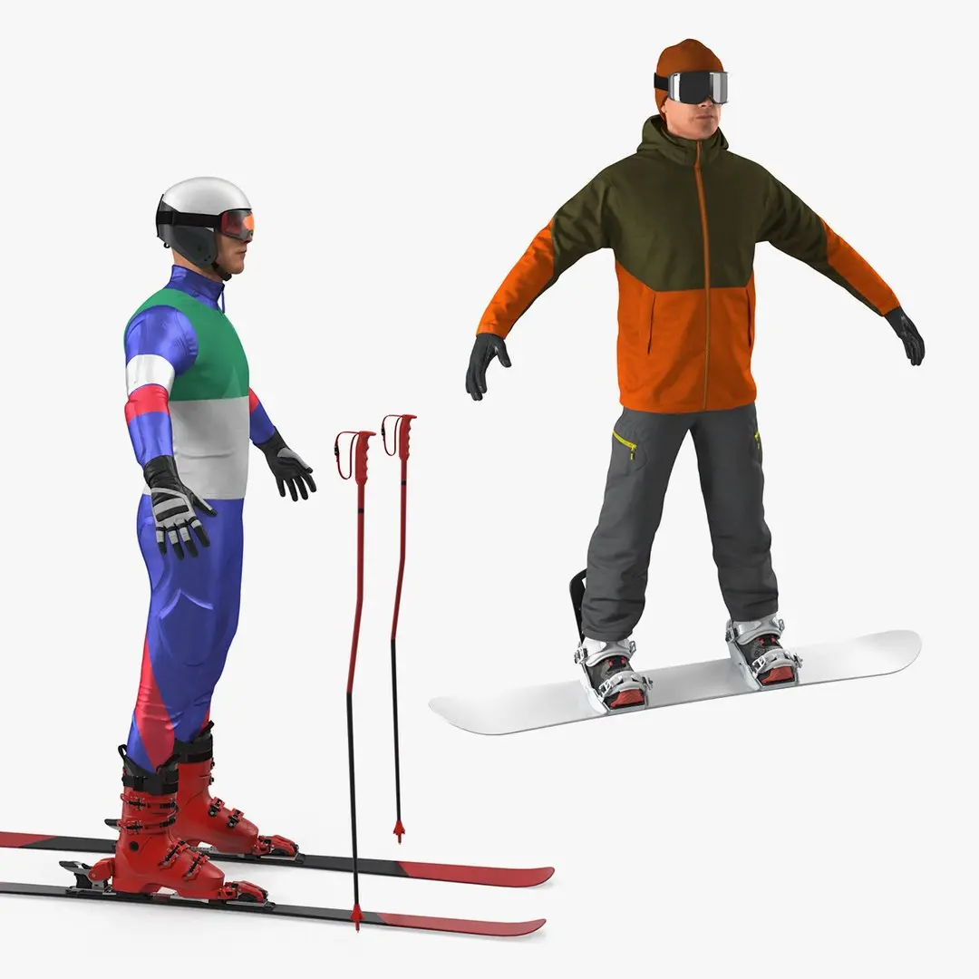 Skier and Snowboarder Collection 3D model