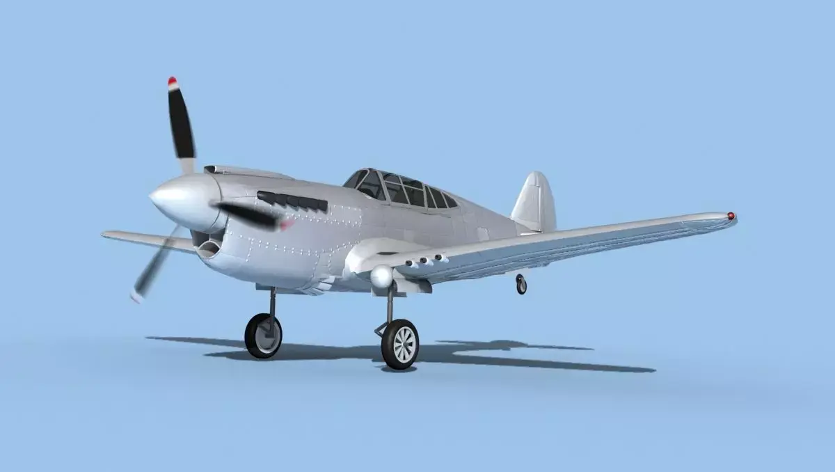 Curtiss P-40F Warhawk Bare Metal 3D model