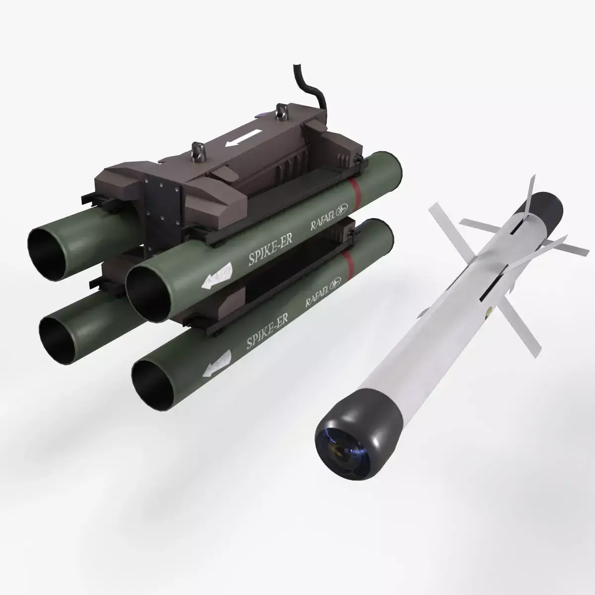 Launcher Spike ER With Missile Low-poly 3D model