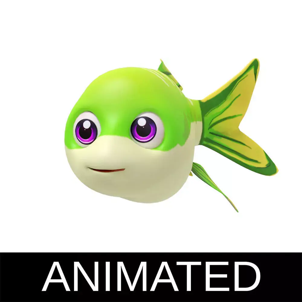 Apollo Shark Minnow Fish Cartoon Animated Low-poly 3D model