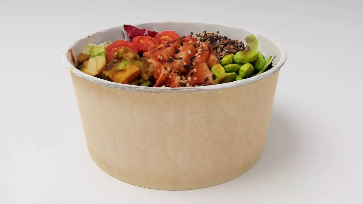 poke bowl lunch with tuna rice avocado mango seaweed  3D model