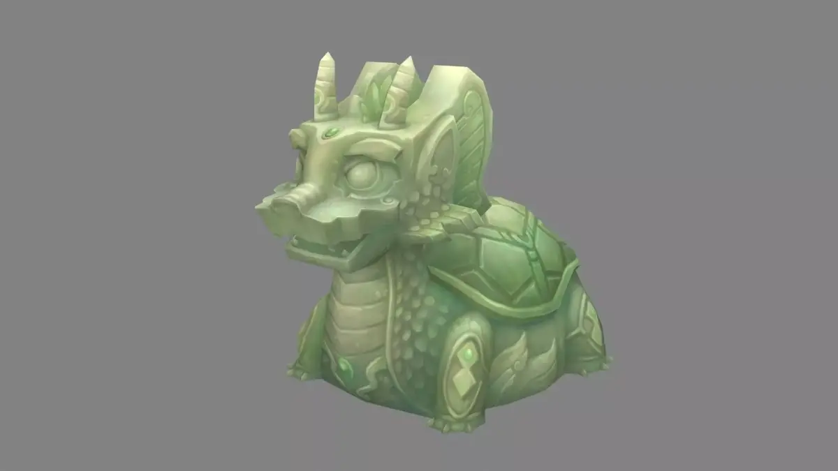 Cartoon jade Tortoise sculpture Low-poly 3D model