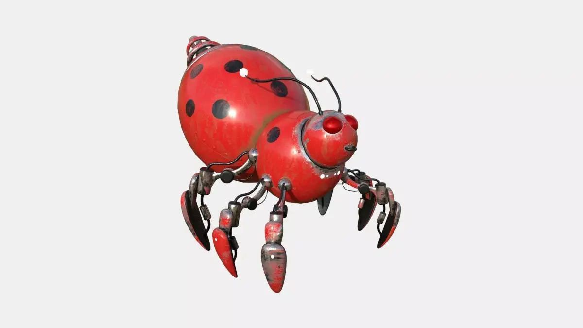Cute Robot E09 Red Paint - SciFi Character Design Low-poly 3D model