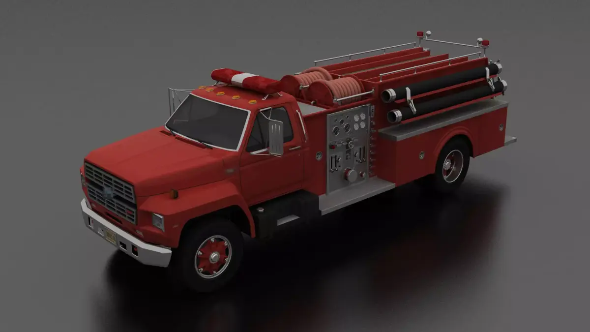 F-Series F-800 FireTruck Unmarked 1985 Low-poly 3D model