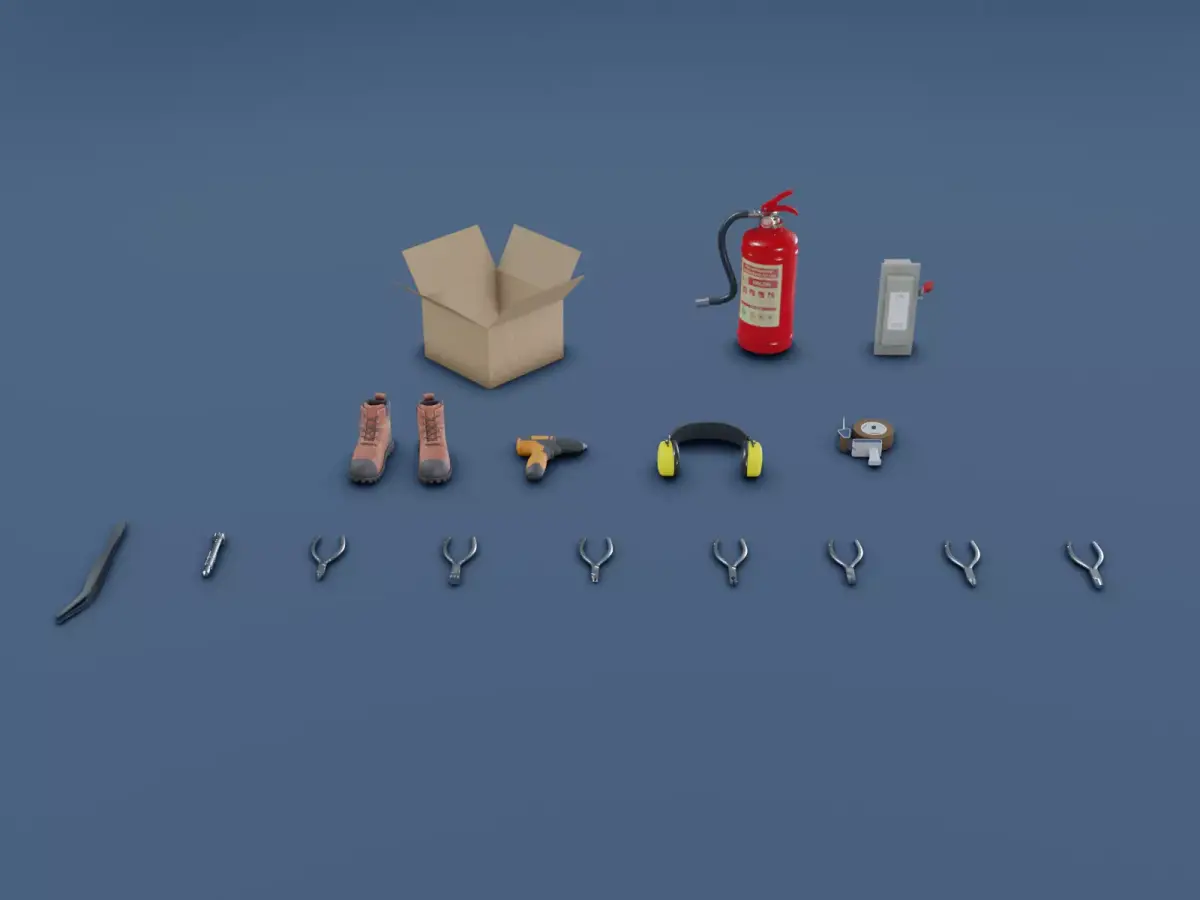 Workshop assets pack Low-poly 3D model