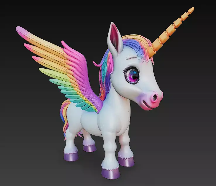 Unicorn Pony Rainbow Realistic 3D Model Basic - Low Poly Low-poly 3D model purchase