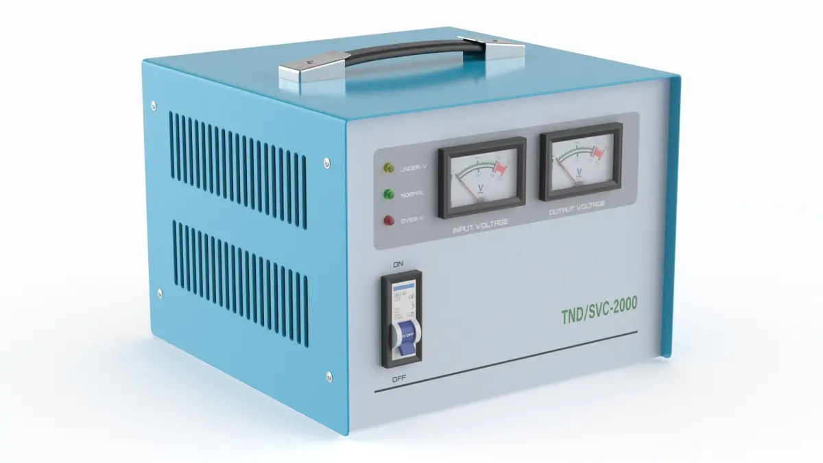 Voltage Stabilizer with Analog Meters Blue 3D model
