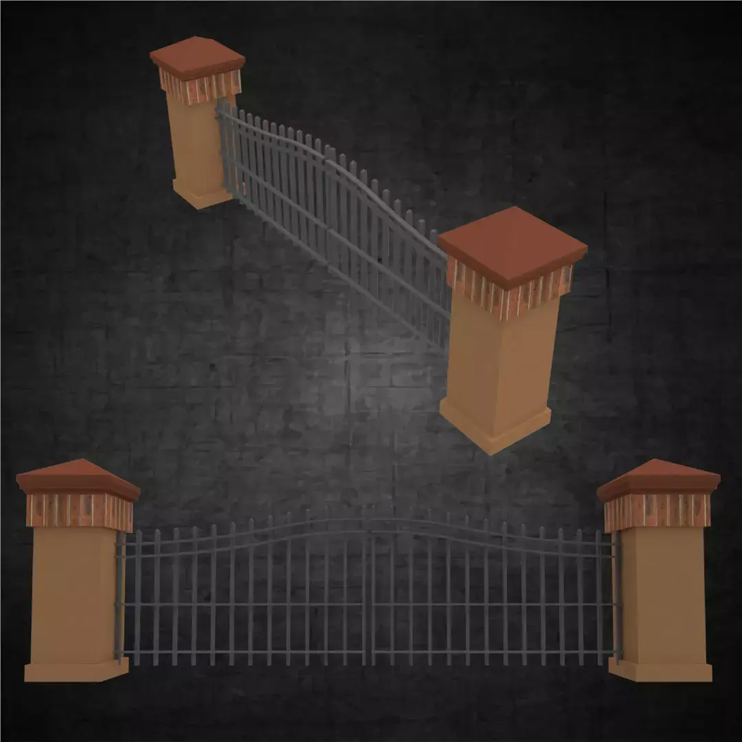 Entry gates for any residence or commercial project Low-poly 3D model