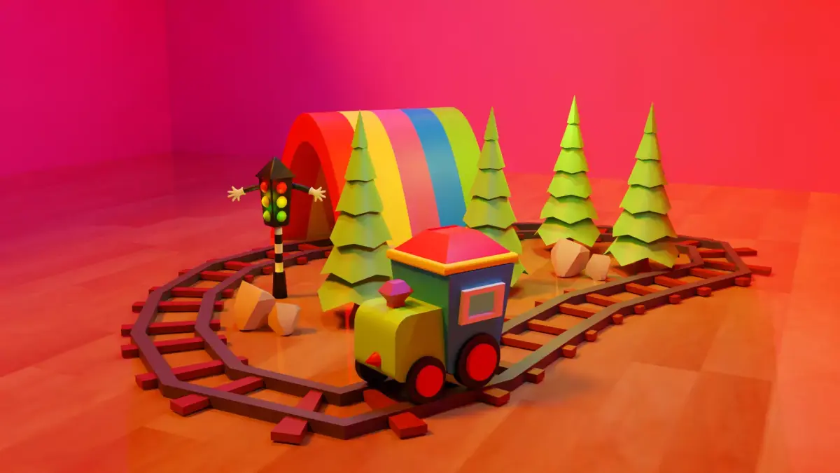 Train toy for Cartoon Low-poly 3D model