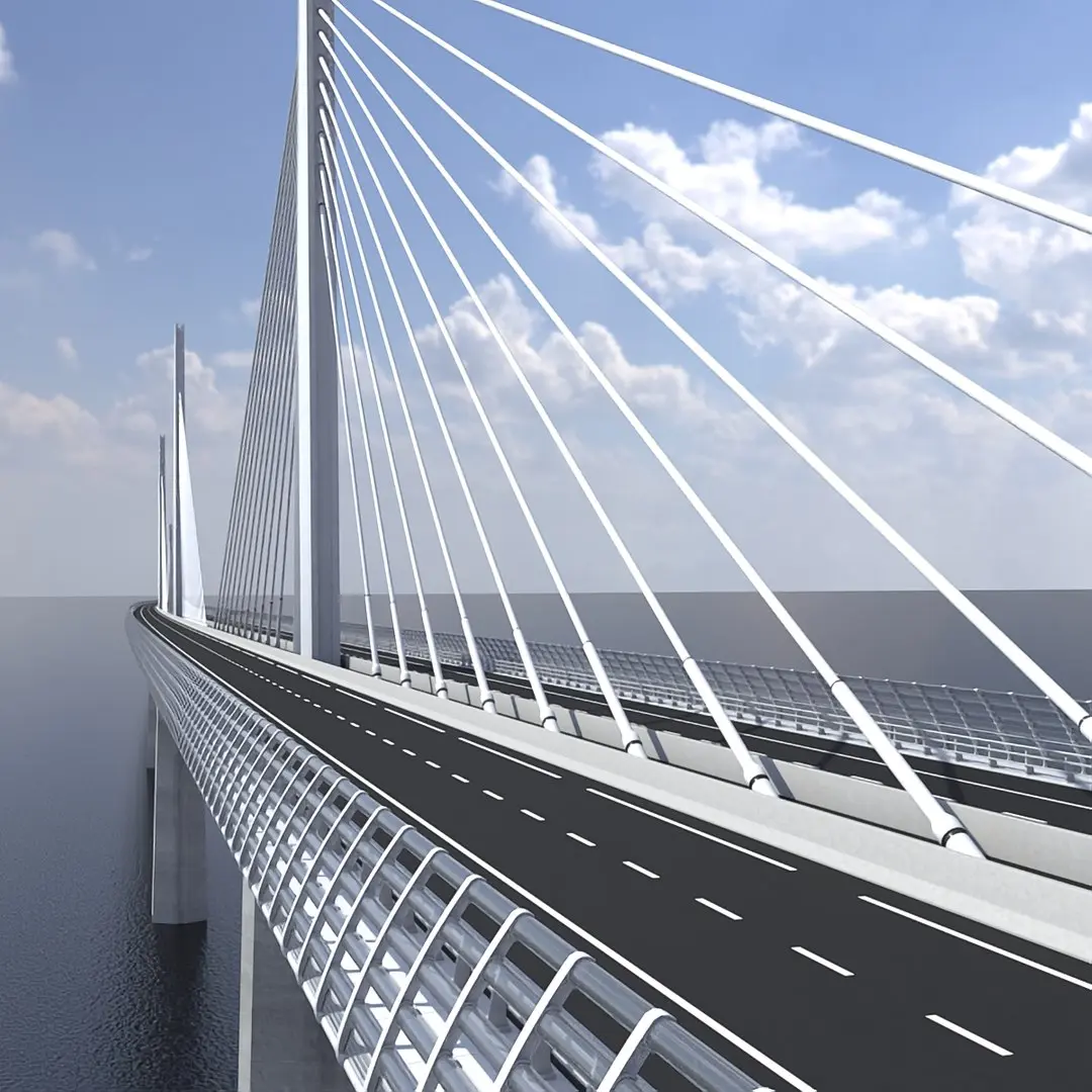 Suspension Bridge Millau Viaduct 3D model