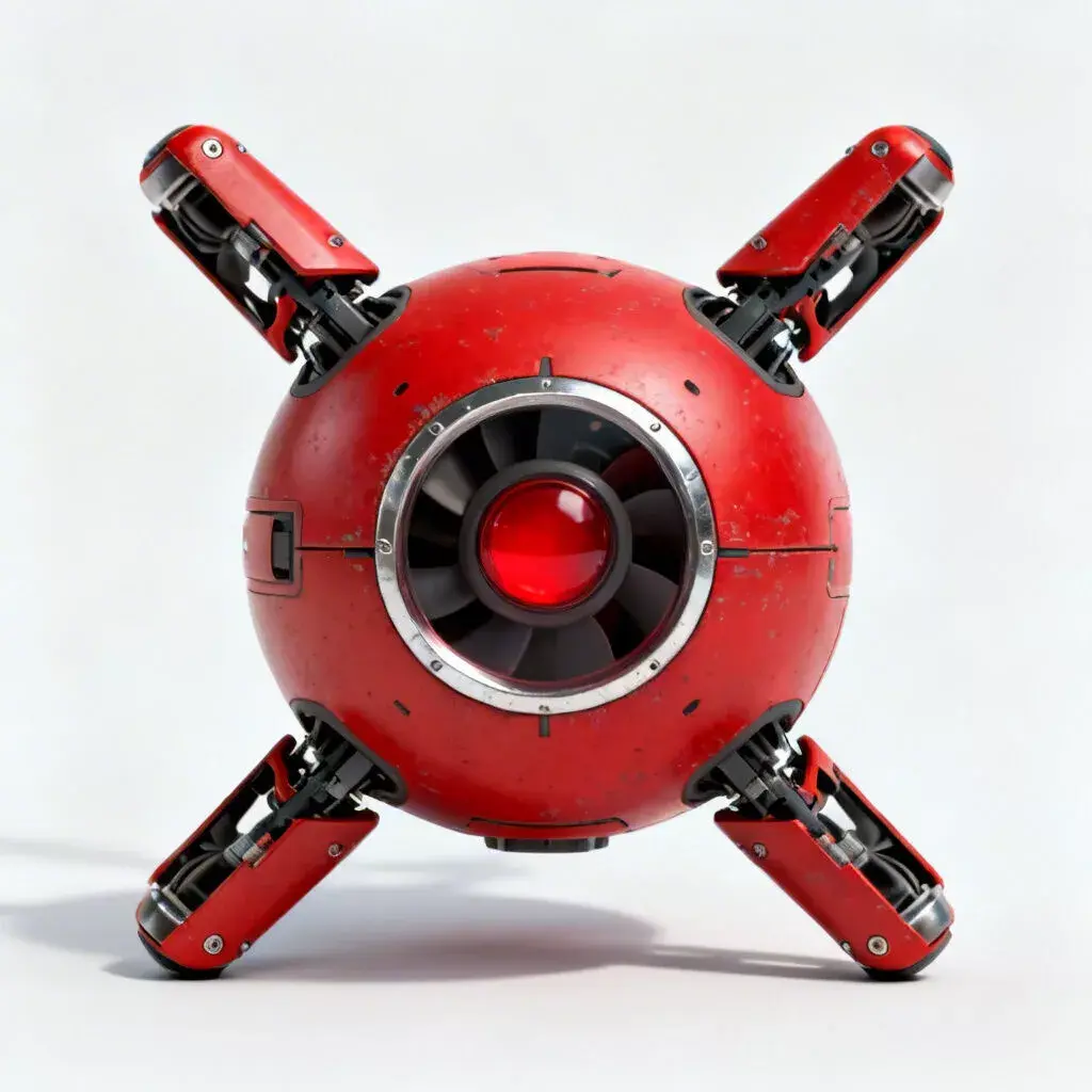 Realistic Sci-Fi Red Hover Drone 3D Model Low-poly 3D model