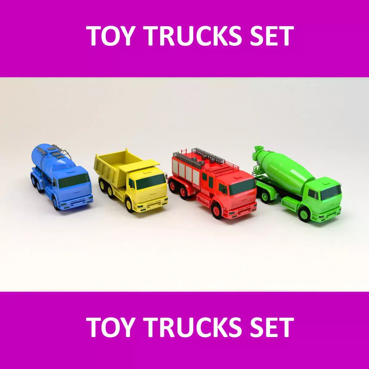 Toy Trucks Set Low-poly 3D model