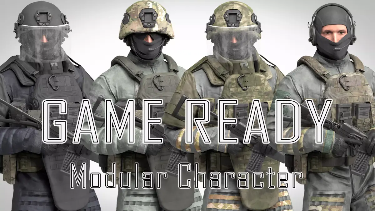 MILITARY Game Ready Character Russian Assault Soldier Low-poly 3D model