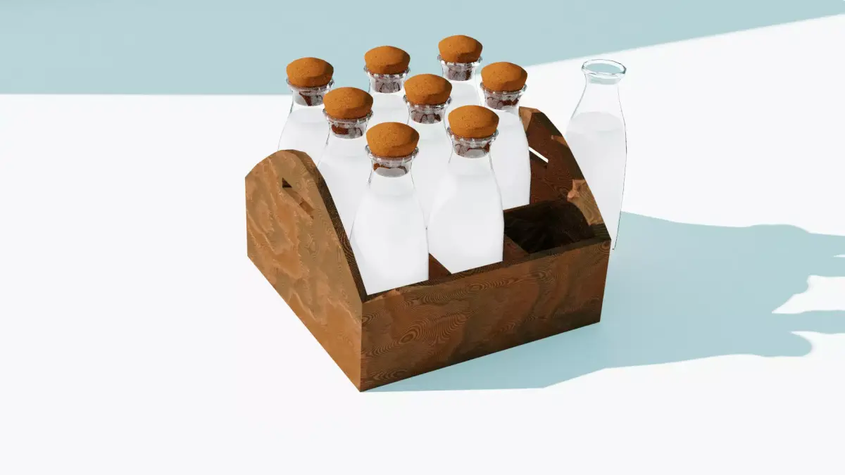 box with milk low-poly PBR 3D model