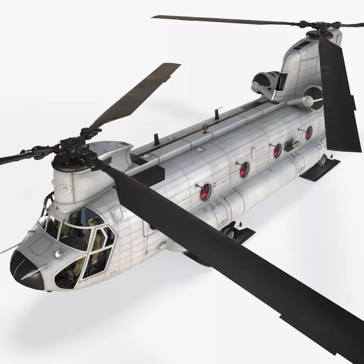  CH-47 Chinook Blank Livery Complex Animation Low-poly 3D model
