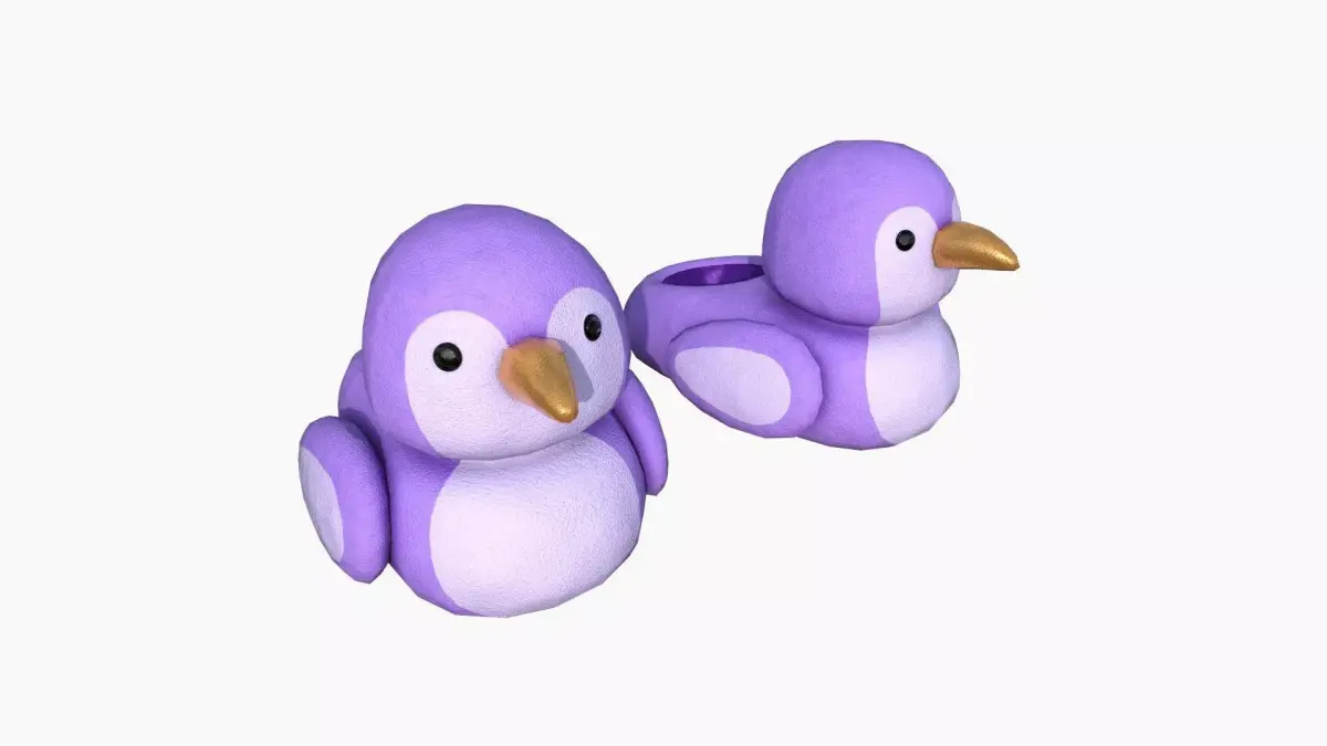 Slippers J06 Purple Bird - Costume Character Design Low-poly 3D model