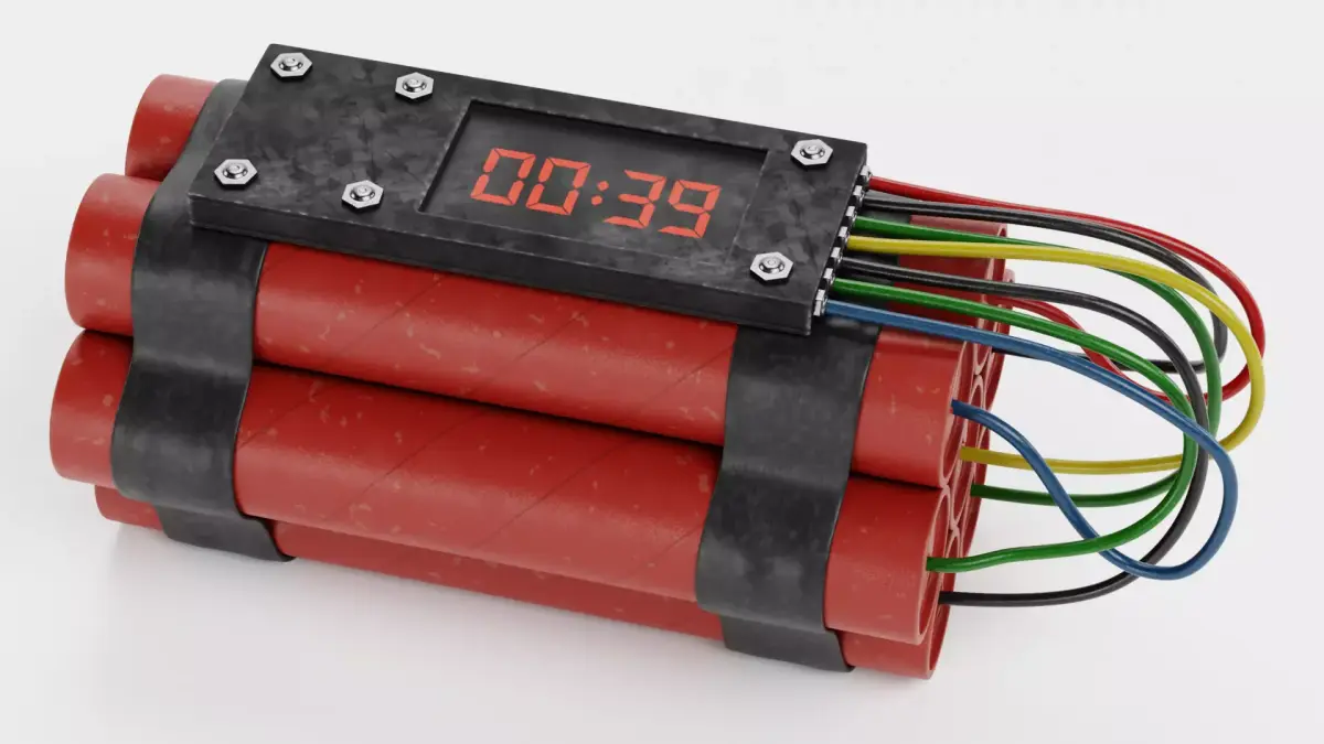 Dynamite V6 - Timed Explosive TNT Device with Detonator 3D model