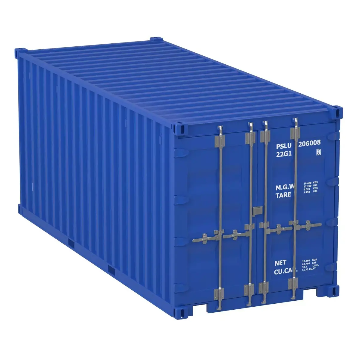20 ft Container blue 3D model
